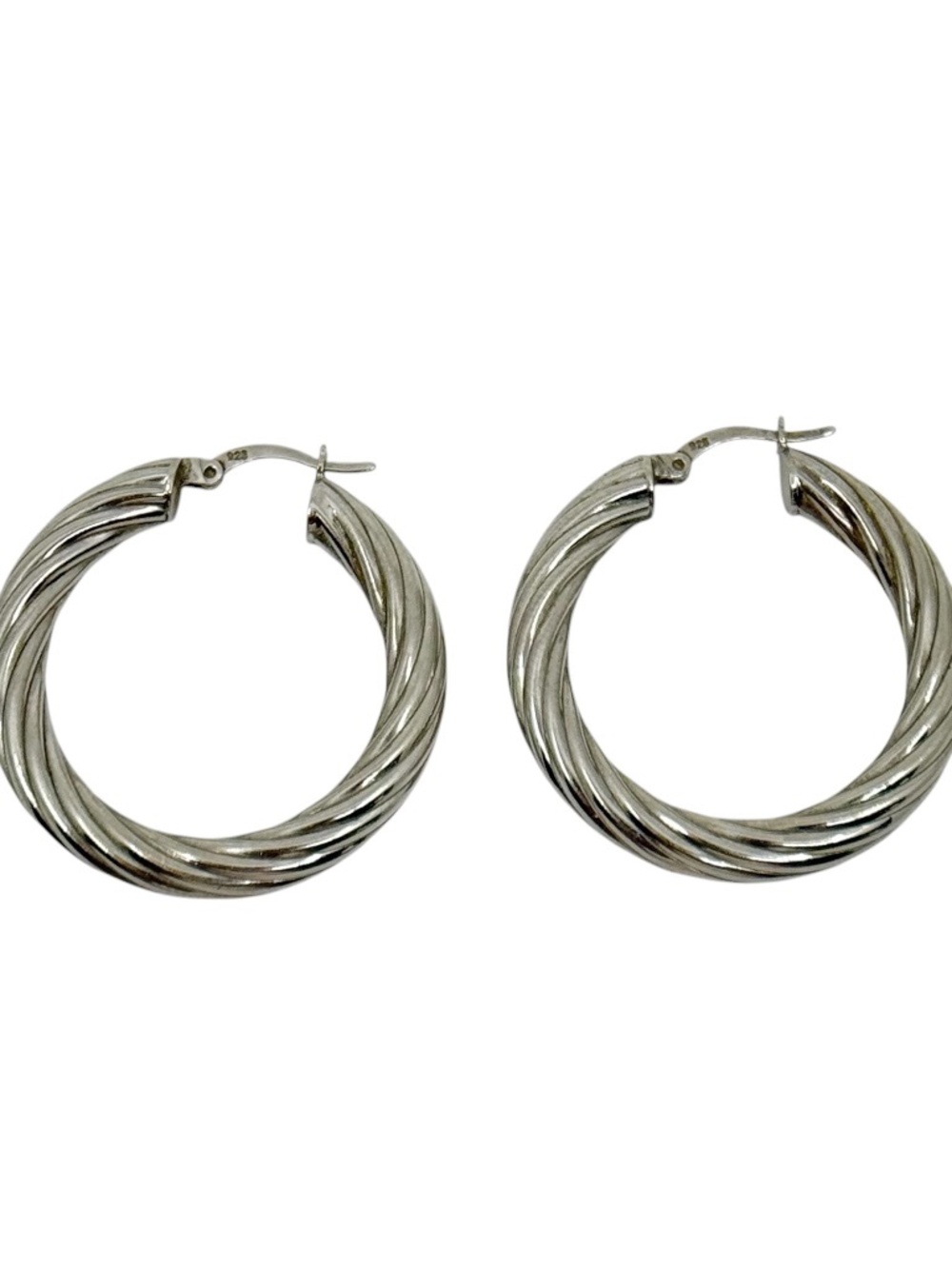 sterling silver cable hoop earrings - GM573